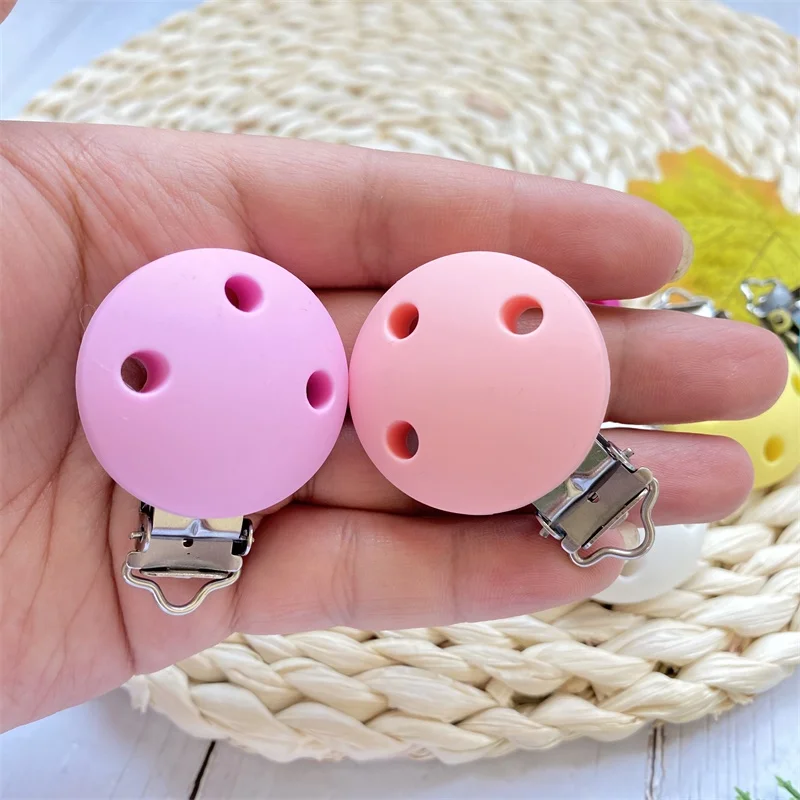 3PCS Round Shape Baby Pacifier Clip Soother Teether Anti Fall Silicone Holders Stainless Nipple Clamp Pacifier Clips pacifier clips