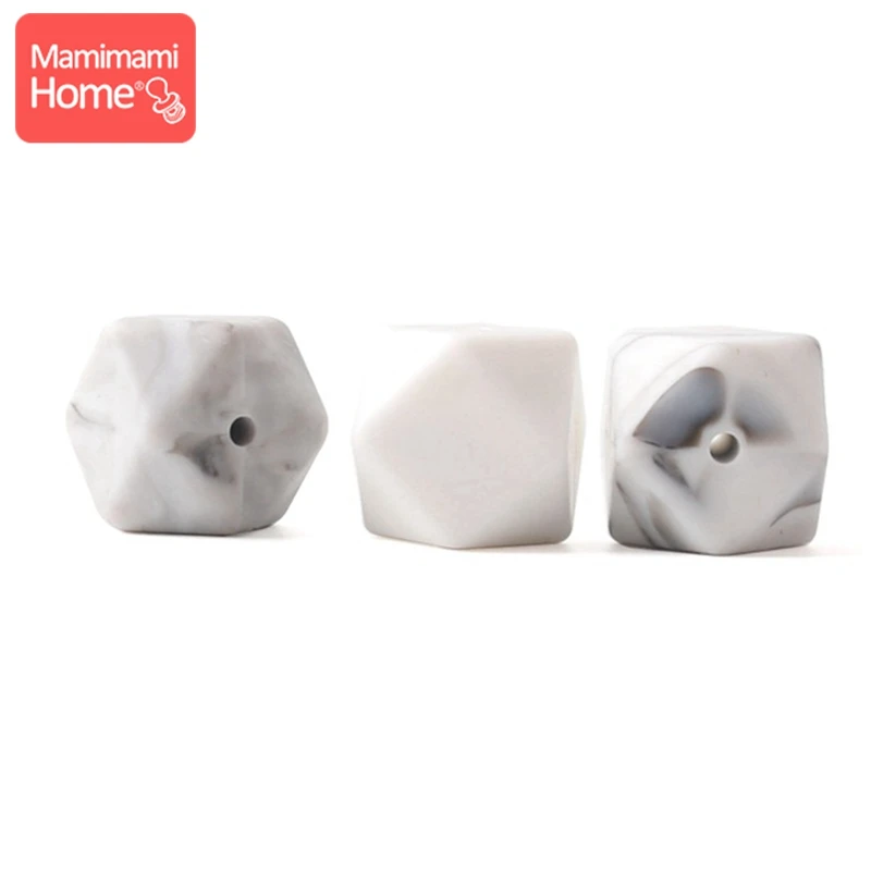 Marble Mamihome 5 шт. Детские Прорезыватели для кормления 17 мм силиконовая восьмиугольная бусина может жевать DIY Ювелирные изделия игрушки для коляски Аксессуары для кормления Детские трофеи - Цвет: Marble