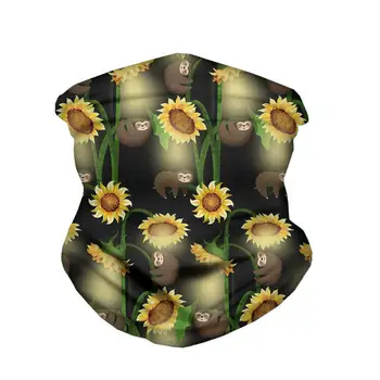 

HYCOOL Women Men Cute Cartoon Sunflower Sloth Print Magic Headband Outdoor Face Cover Balaclava Cycling Fashion Magic Headband