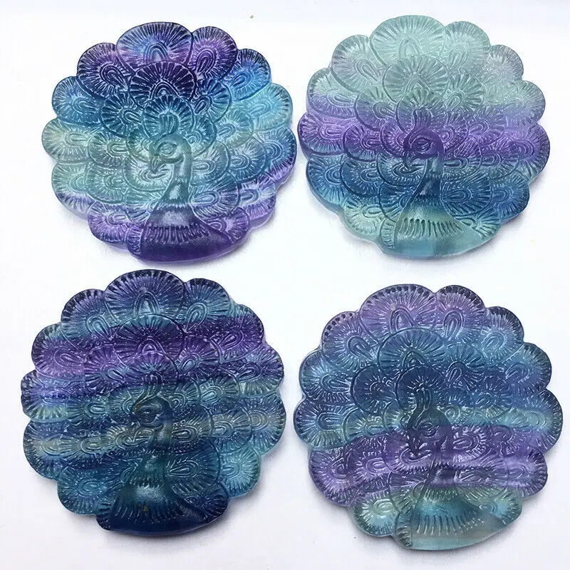 

Natural quartz crystal rainbow fluorite peacock aura healing gift