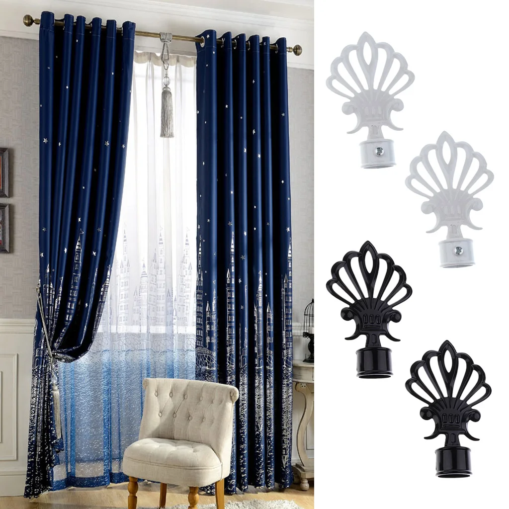 Pair Decorative Window Curtain Rod End Drapery Rail Pole Head Cap fit 28mm Dia. Rods