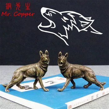 

Antique Bronze Wolfhounds Statue Home Decor Ornaments Solid Copper Wolf Dogs Figurines Lucky Feng Shui Desk Crafts Decorations
