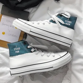 

Fashion High Top Canvas Shoes Men Breathable Shoelace Sneakers Men Easy Matching Students Casual Shoes Mixed Colors Canvas Shoes