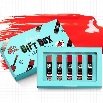 

5 Color Matte Liquid Lip Tint Set Gift Box Velvet Long Lasting Lip Stick Lip Gloss Red Color Nude Kit Cosmetic //Beauty--i