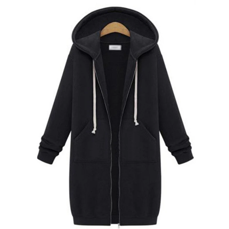 Женское пальто однотонное повседневное на молнии хлопок Exta-long плюс бархат очень