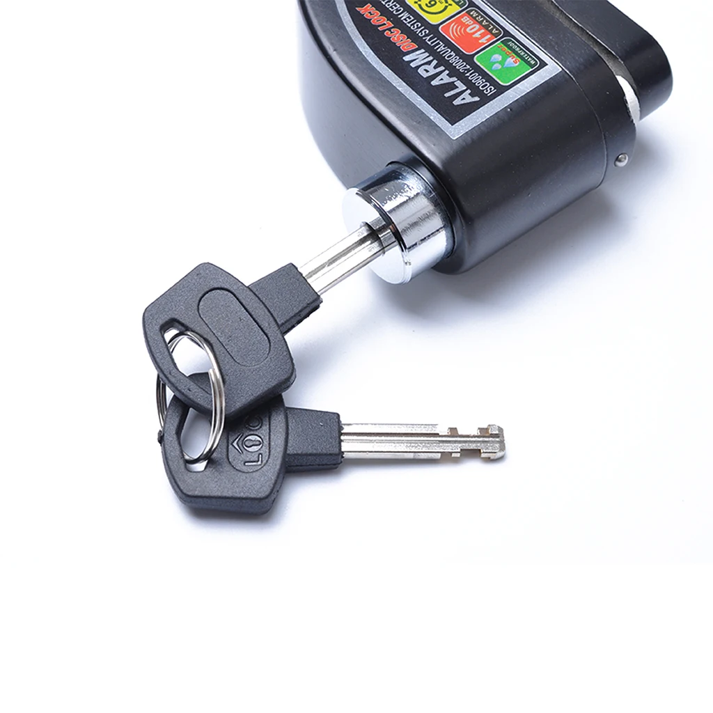 Security Anti Thief Wheel Disc Brake Lock with Alarm 110dB Alarming System for Motorbike Motorcycle Scooter - Black