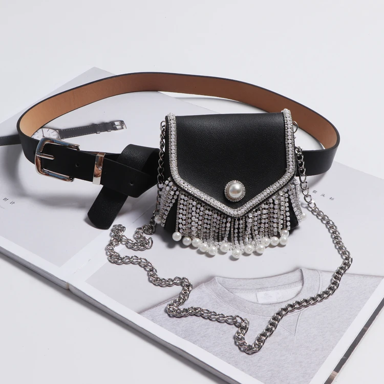 2019 для женщин мини квадратный лоскут поясные сумки Bling Стразы Монета Сумка