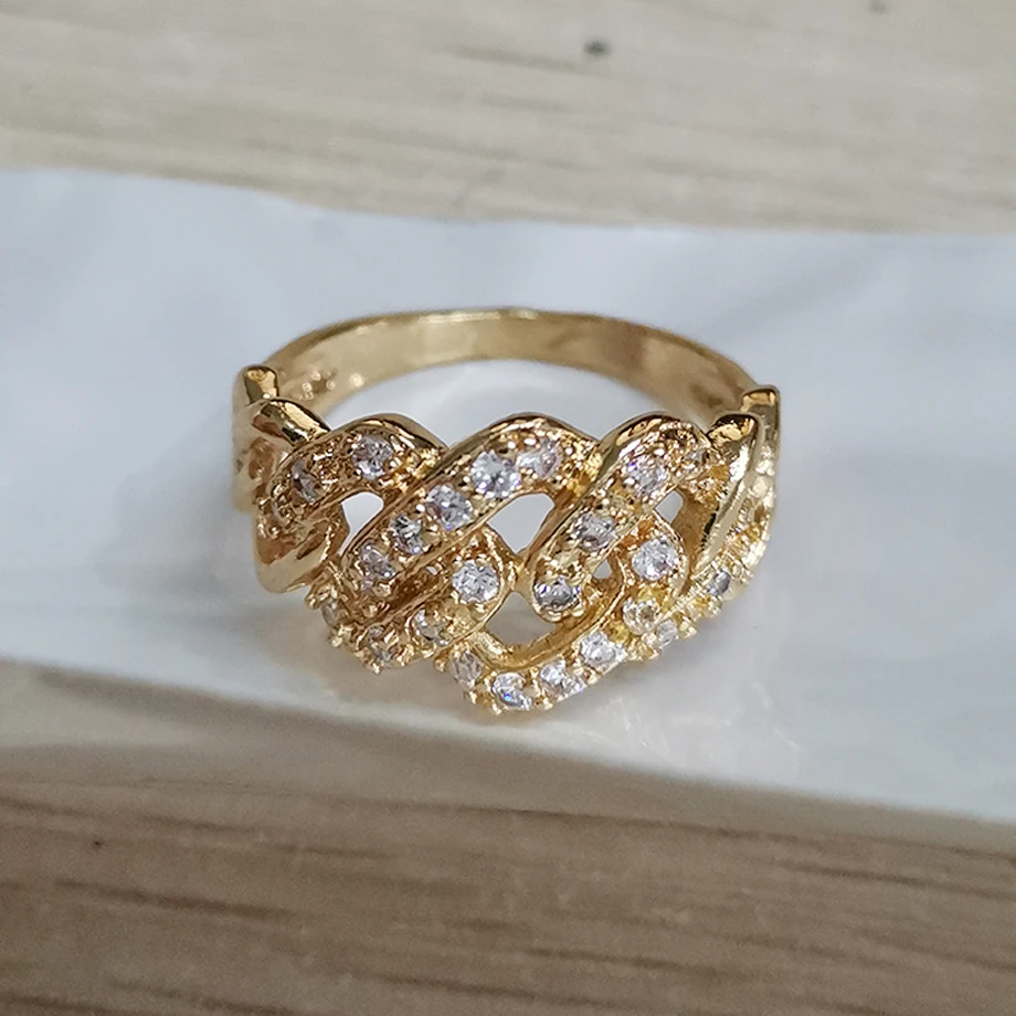 Модные Anillos золотого цвета CZ перекрестные кольца для женщин Размер 6 7 8 женские Кольца для вечеринок ювелирные изделия Женское кольцо Прямая поставка