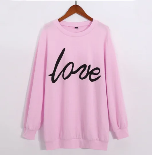Одежда для всей семьи; свитер для мамы, женщин и девочек; пуловер с длинными рукавами и надписью «Love»; теплые хлопковые топы розового цвета для мамы и дочки