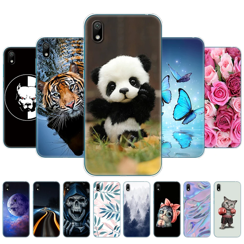 Чехол-Бампер для Huawei y5 2019, Силиконовый ТПУ задний мягкий чехол для телефона HuaweiY5 Y 5 2019, оболочка-бампер 5,71 дюйма, панда, тигр, кот