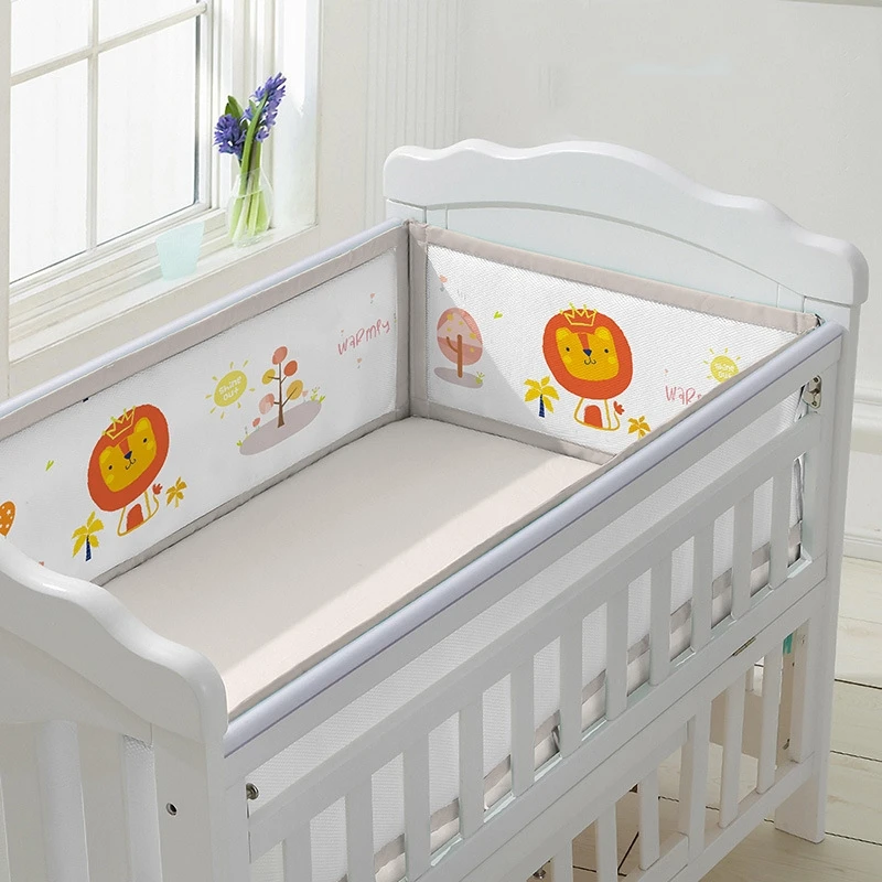 lions 120X65 4 шт./компл. Обувь с дышащей сеткой детская кроватка бамперы утепленный детский комплект постельного белья для новорожденных постельные принадлежности для защита для кроватки анти-столкновения обивка - Цвет: lions 120X65