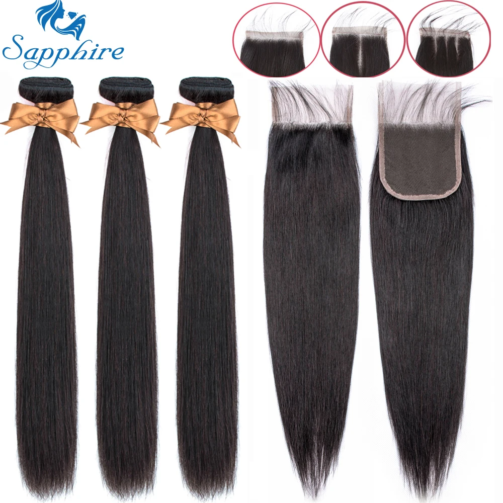 Economici Zaffiro Bundles Diritto Con Chiusura Tessuto Brasiliano Dei Capelli Bundle Con Chiusura Dei Capelli Umani Bundle Con Chiusura Extensions
