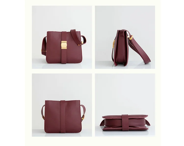 wide strap flap bags split leather shoulder bag for female solid high quality crossbody bags simple cowhide bag for women