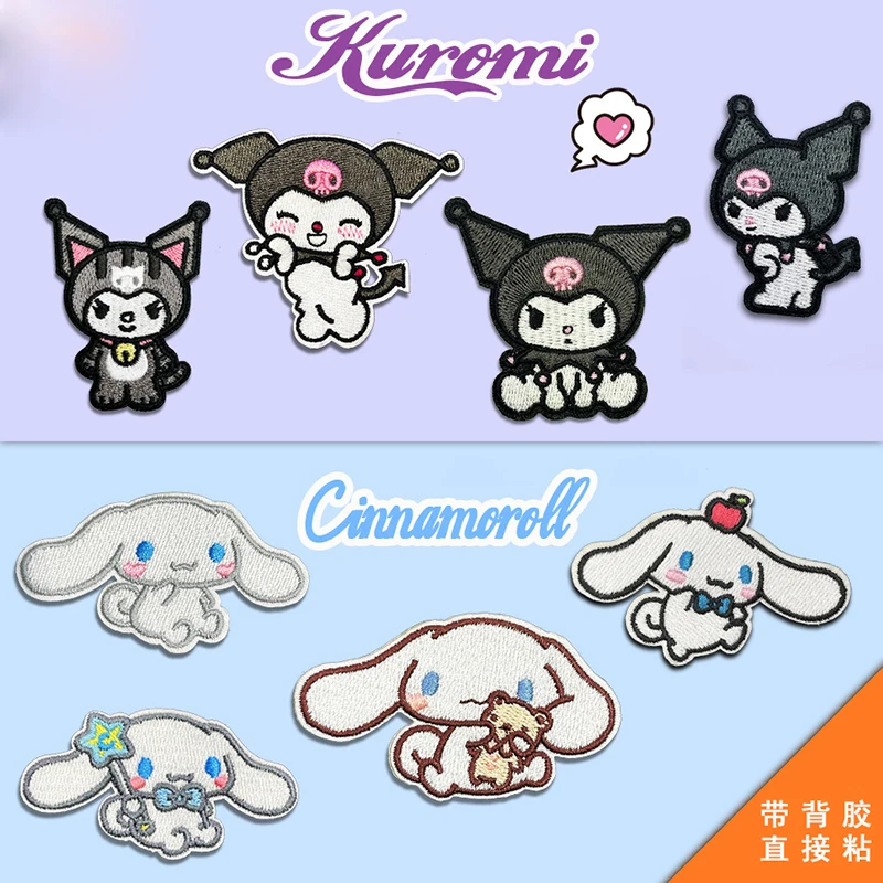 Мультяшные Sanrios Cinnamoroll Kuromi ткань паста Одежда Украшение утюгом патчи Вышивка