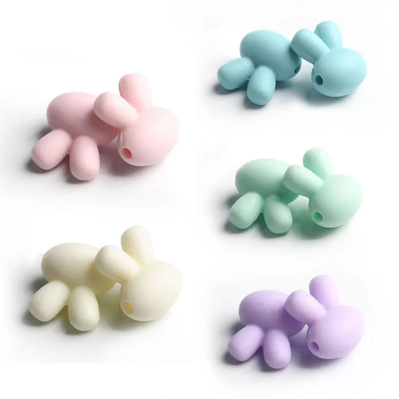 10Pcs/lot Rabbit Silicone Beads Toddler Baby Teething Necklace Food Grade Mom Nursing DIY Jewelry Infant Baby Teethers