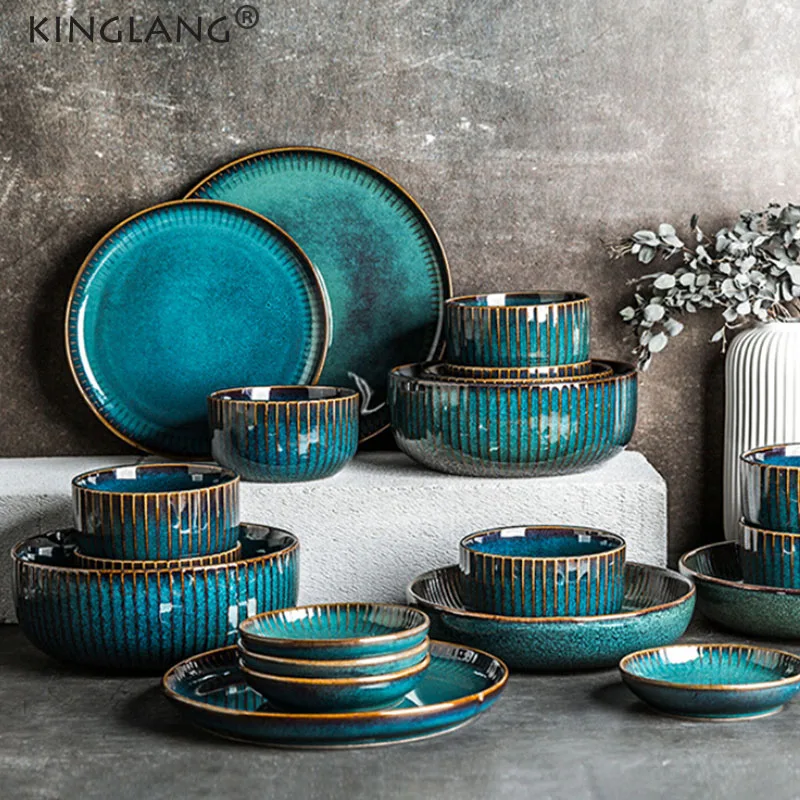 【Slack & Barlow】キングスパターンのデザートセット 6名用24本組 KINGLANG Klin Glazed Sky Blue Tableware Set Nordic Ceramic