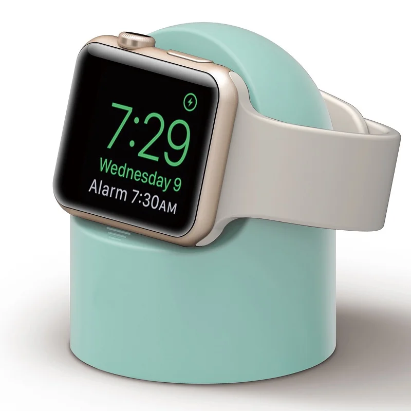 Роскошное зарядное устройство Подставка держатель док-станция для Apple Watch 1 2 3 4 38 мм 42 мм силиконовый кронштейн зарядная Колыбель Подставка для часов Спорт - Цвет: No Charging Wire