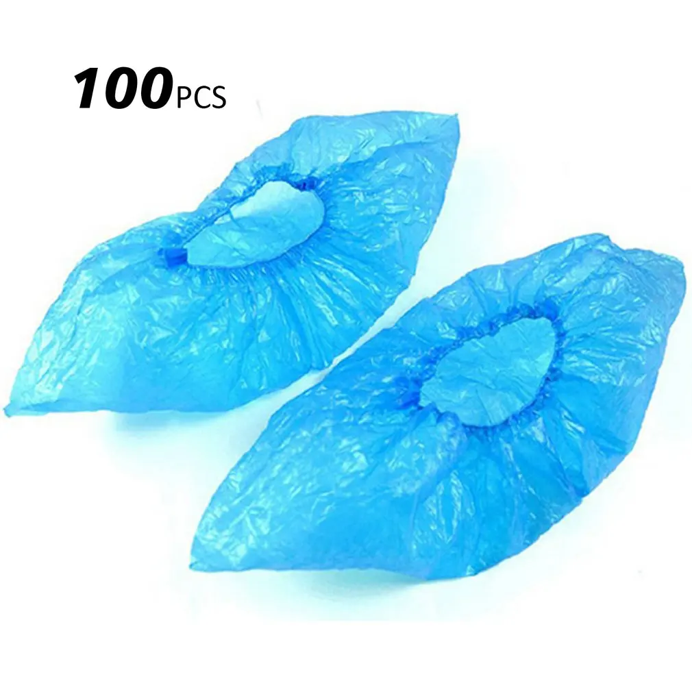 100pcs Disposable Plastic Shoe Covers Waterproof Boot Covers Hospitality Lab Cleaning Tool Cycling Prevent Wet Shoes