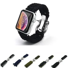 Нейлоновый ремешок для часов Apple Watch iwatch 1 2 3 4 38 мм 42 мм военный тактический парашютный шнур ремень для выживания на открытом воздухе