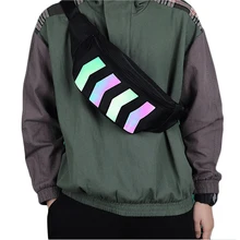 Светоотражающая Мужская нейлоновая сумка с геометрическими узорами, модная женская уличная одежда в стиле хип-хоп, сумки через плечо, Повседневная дорожная поясная сумка G194