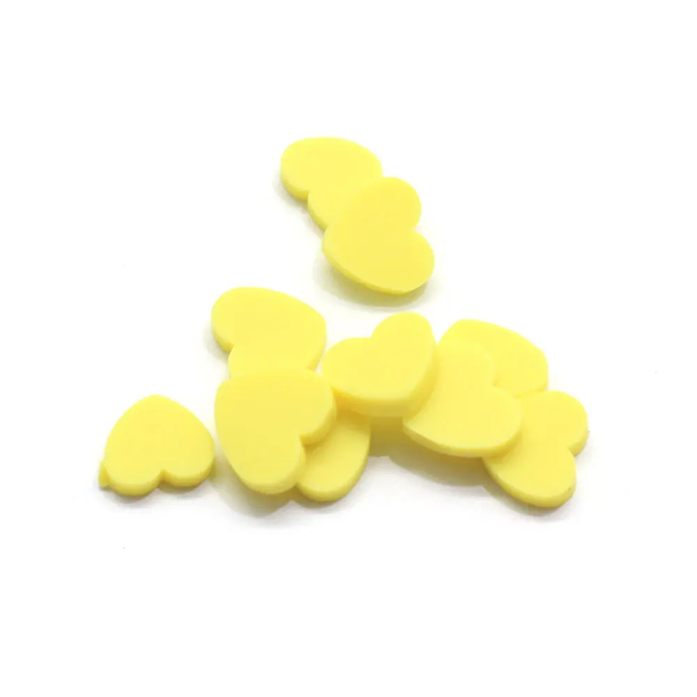 yellow 50 г/лот, горячая глина, кусочки сердца, Fimo, полимерная мягкая глина, разбрызгивает, для рукоделия, украшение, сделай сам, крошечные, милые, Klei, аксессуары 8*9 мм - Цвет: yellow