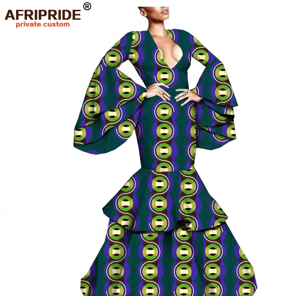 Африканскиое вечерное платье для женщин AFRIPRIDE с расклешенными рукавами платье в пол 2 слоя снизу труба женское вечернее платье A1925023 - Цвет: 288X