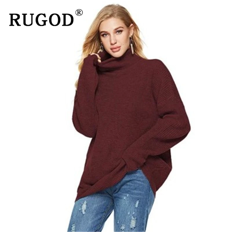 RUGOD, винтажный вязаный свитер в полоску, женский,, зимний, теплый, длинный рукав, водолазка, пуловеры, женская мода, плюс размер, трикотаж