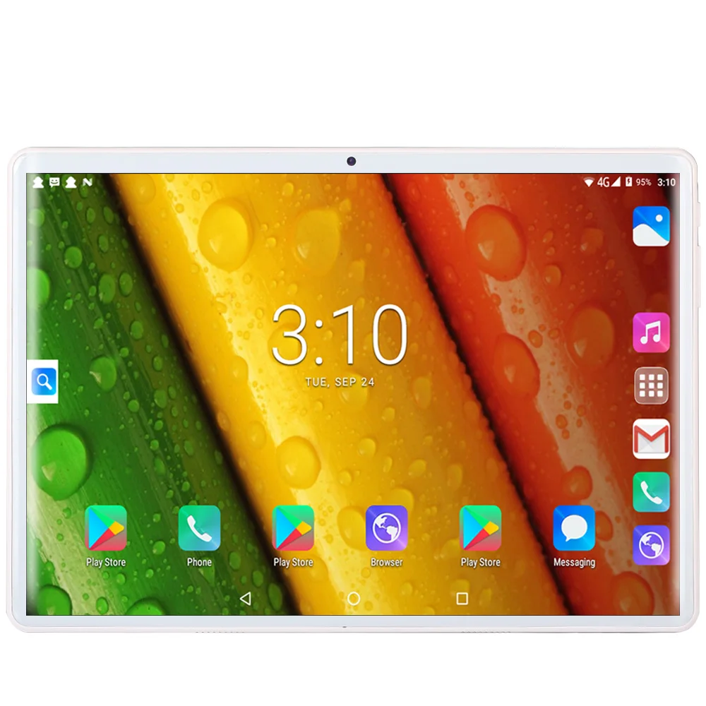 2.5D Закаленное стекло 10,1 дюймов планшетный ПК 4G/3G Телефонный звонок Android 9,0 десять ядер 8 ГБ/128 Гб Wi-Fi Bluetooth 8,0 МП Поддержка планшетного ПК