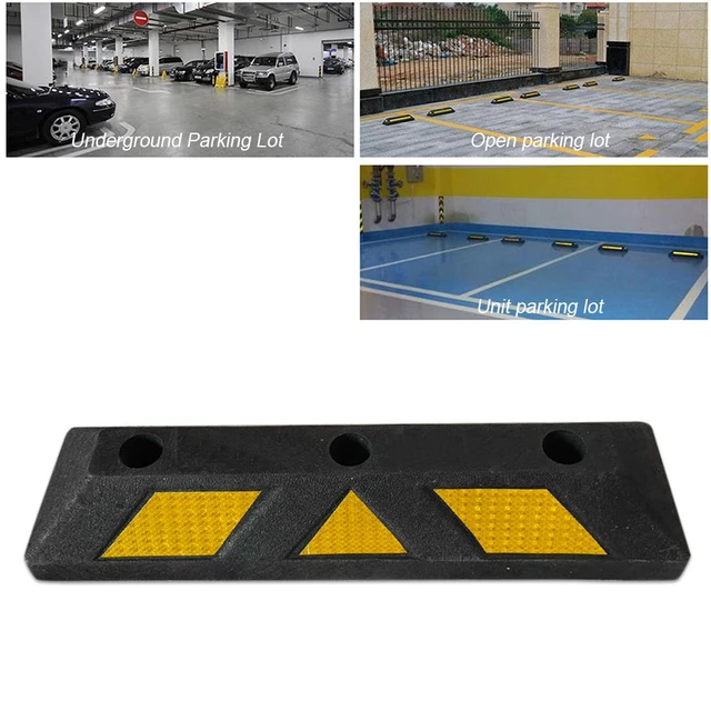 Tope de goma resistente para estacionamiento de automóviles, guía de rueda  de neumáticos, seguridad de estacionamiento
