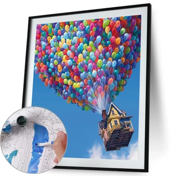 

Painting By Numbers Kit DIY Balloon House Canvas Oil Art Picture Craft Oil Painting On Canvas Pop Art Posters Wall Pictures
