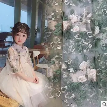 

2020 New Peony Flower Mesh Lace Wedding Dress Children's Wear Women's Stage Dress Embroidered Fabric