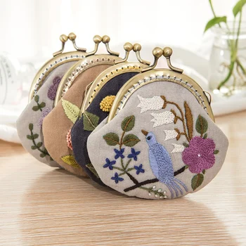 

DIY Embroidery Coin Purse Cloth Material Package Embroidery Kit Flower Alone Handmade Accessories