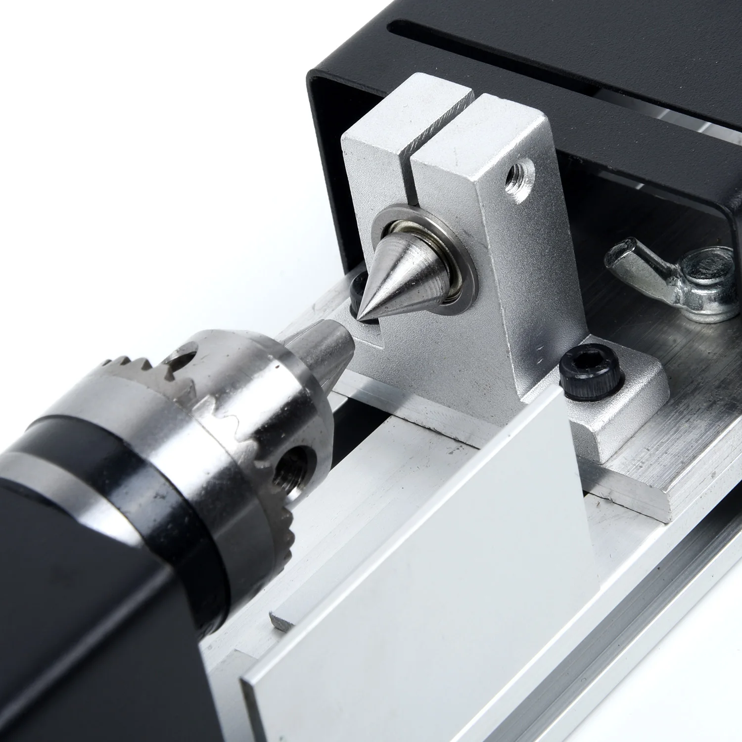 

Drilling Mini Lathe Machine Kit Aluminum Alloy Woodworking Tools DC12-24V 200W