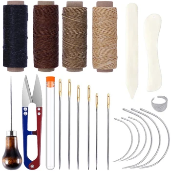 

LMDZ 12Pcs Leather Sewing Tools with Waxed Thread Large-Eye Stitching Needles for Leather Sewing Working Crafting Projects