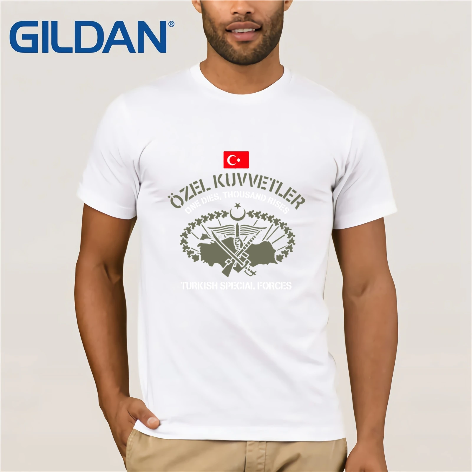 Новая Турецкая футболка спецназа Ozel Kuvvetler camiseta Черная Мужская хлопковая футболка модная футболка с круглым вырезом - Цвет: white