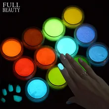 1 г ультратонкая флуоресцентная пудра для ногтей Неон фосфор красочный блеск для ногтей пигмент 3D светящаяся пыль украшения YS01-12-1