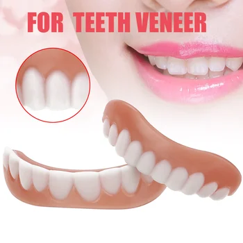 

New Smile Perfect Top & Bottom Veneer Cosmetic Teeth Cover Silicone Simulation Teeth Whitening Braces