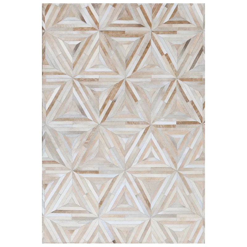 Modern style luxury cowhide seamed patchwork rug natural cow skin triangles carpet for living room bedroom decoration mat 6