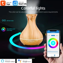Inteligentny nawilżacz Tuya z kolorowym oświetleniem LED WiFi Aroma dyfuzor zegar sterowanie bezprzewodowe praca z Alexa Google Home kompatybilny