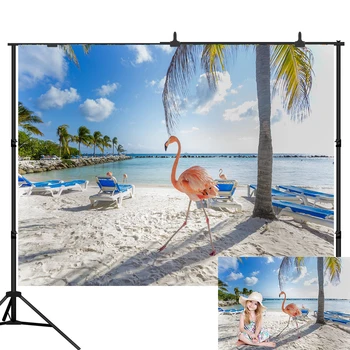 

Lyavshi vinyl background for photo studio flamingo beach sea sky cloud natural backdrop call shoot professional