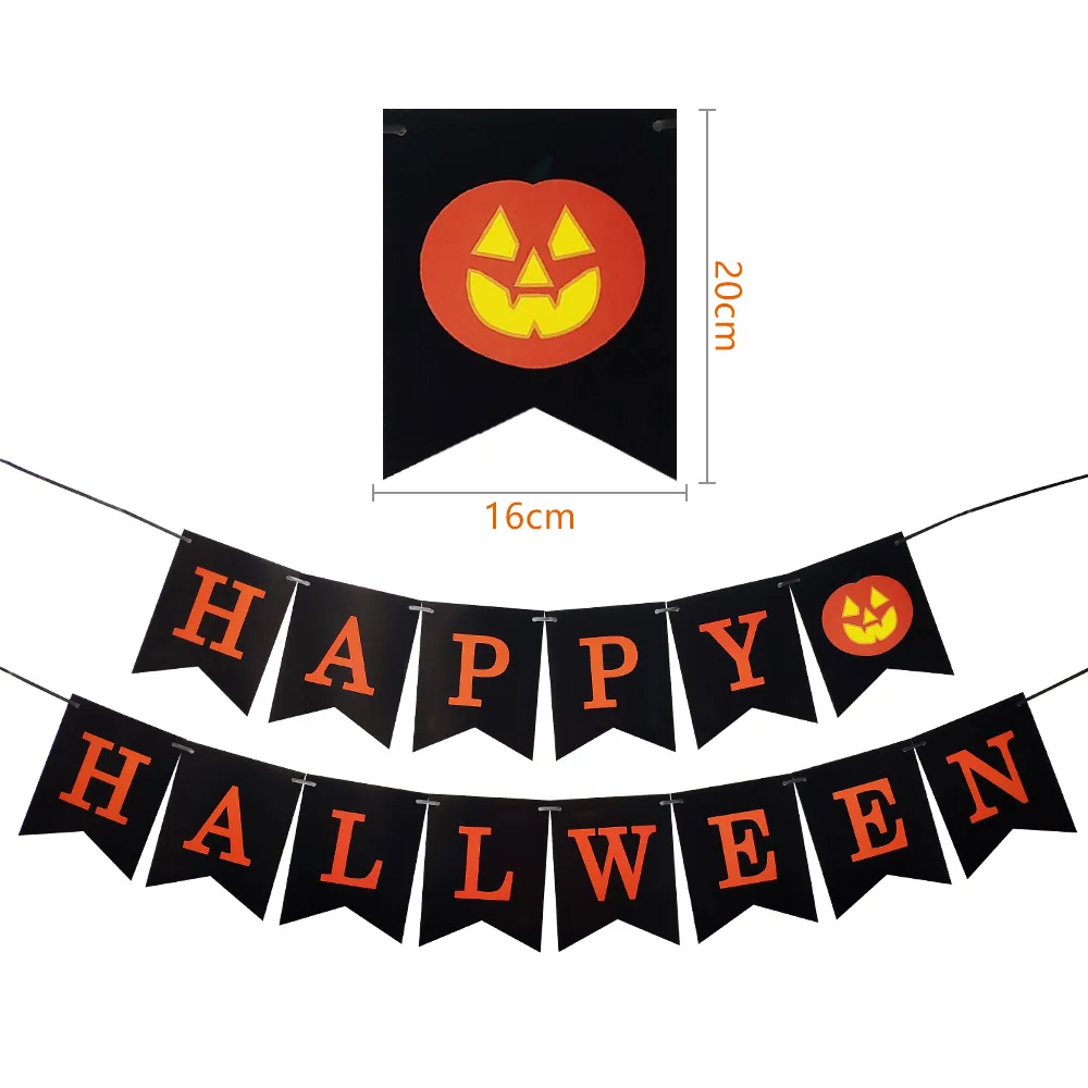 

Happy Halloween Pumpkins Partys Pull Flags Ghost Festivals Black Orange Flower Party Hanging Flag Paper Decorations