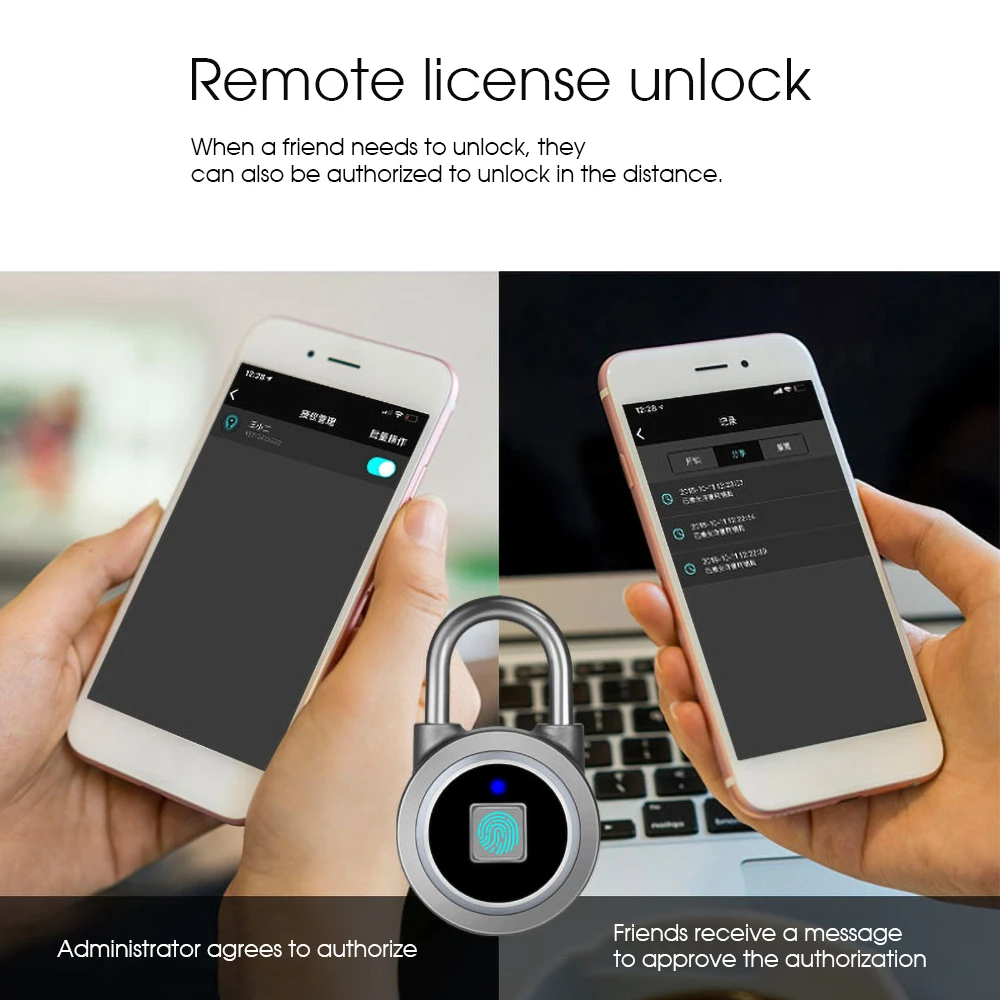 Smart Keyless Fingerprint Lock Waterproof APP/Fingerprint Unlock Anti-Theft Security Padlock Door Luggage Lock for Andriod IOS