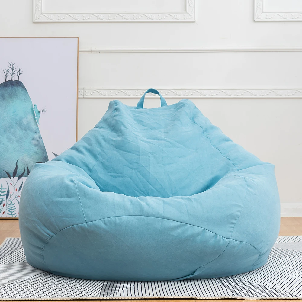 Sky Blue Ленивый лежак, чехол для дивана и стула, Льняная сумка для сидения, съемный протектор, съемный, без наполнителя, хлопковое льняное сиденье для шезлонга - Цвет: Sky Blue