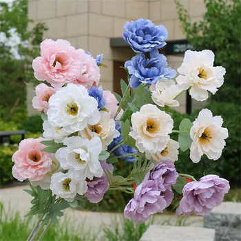 

10Pcs Fake Long Stem Hibiscus Rose (6 heads/piece) 33.07" Simulation Hibiscus for Wedding Home Decorative Artificial Flowers