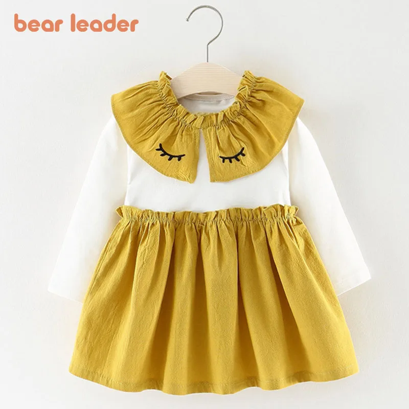 Bear Leader/Новые Осенние Хлопковые Платья принцессы для новорожденных Одежда