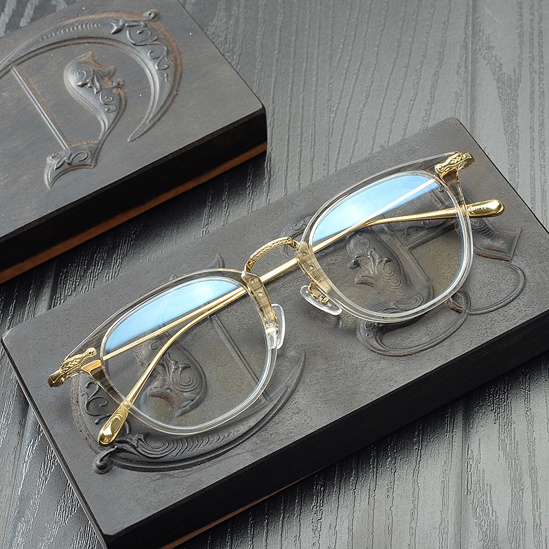 Винтажная оправа для очков по рецепту, ультра-светильник, оптические очки для близорукости, мужские оправа из чистого титана, ретро очки для чтения