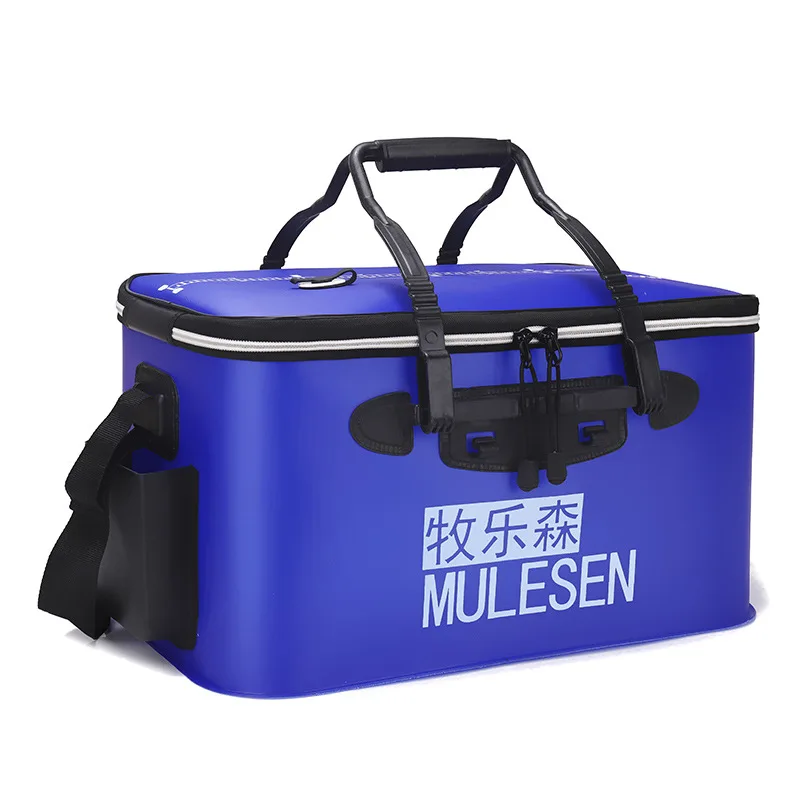 Многофункциональное переносное рыболовное ведро EVA, коробка для живой рыбы, морское водонепроницаемое ведро, Аксессуары для рыбалки, сумки для рыбалки - Цвет: Blue 45cm