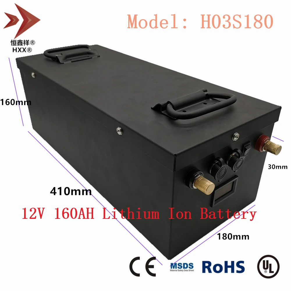 12V 160AH литий-ионный Батарея Встроенный BMS железа Корпус 1800W Мощность для RV МОРСКОЙ