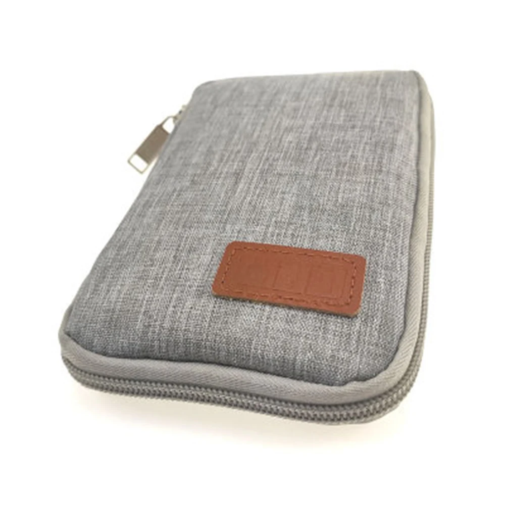 Gray Mobile Phone Case Digital Gadget Device USB Cable Data Cable Organizer Travel Inserted Bag Storage Bag Travel Kit - Color: Gray