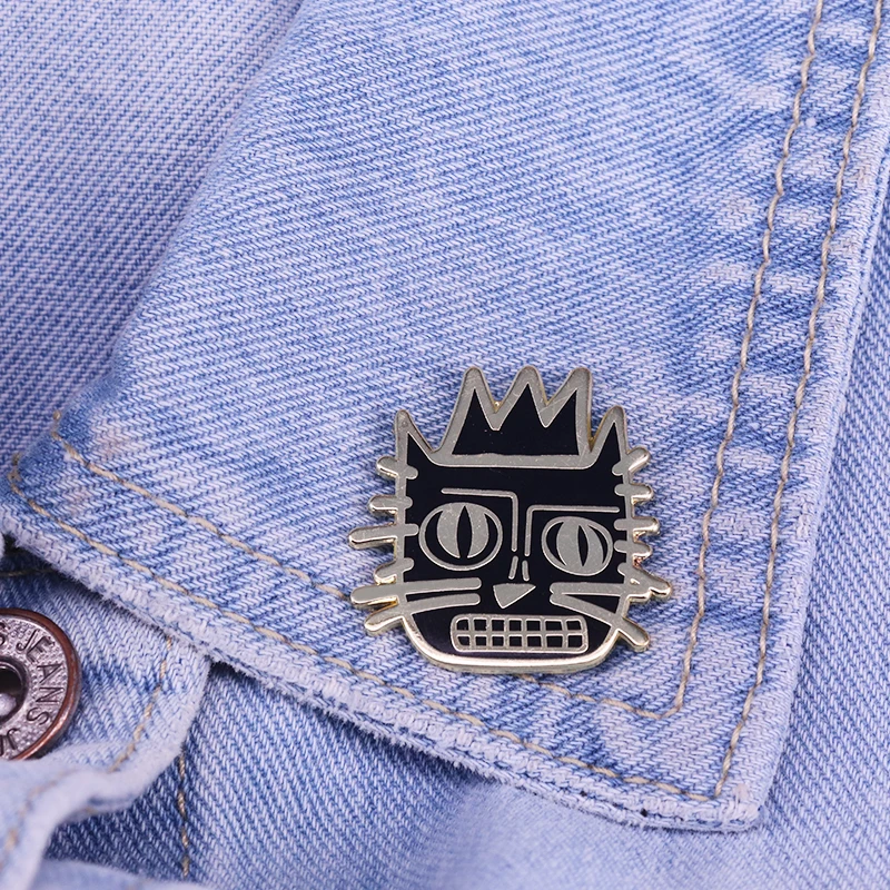 Эмалированная брошь в виде кошки Basquiat граффити-художника милая модная